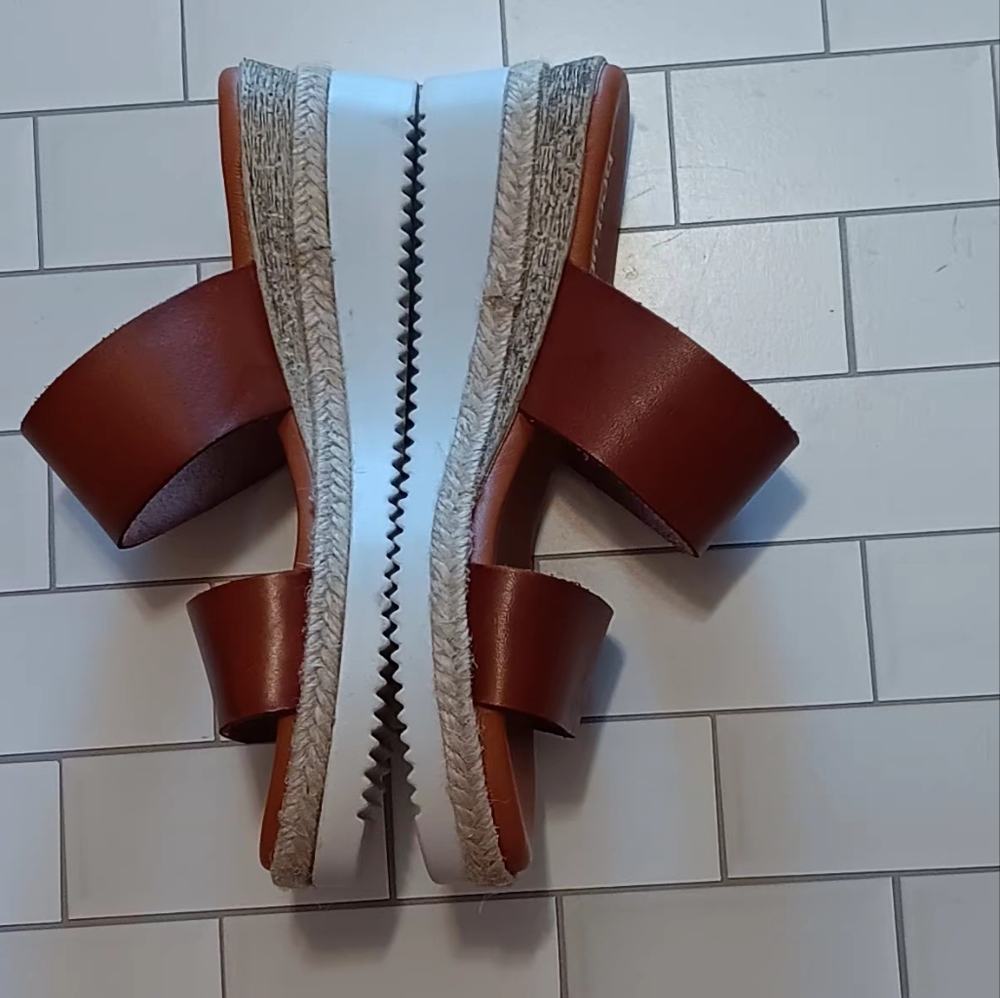 bertuchi Sandals Women Leather Upper Espadrille Slide Brown Sz9 (40) Made Espain - Picture 4 of 9